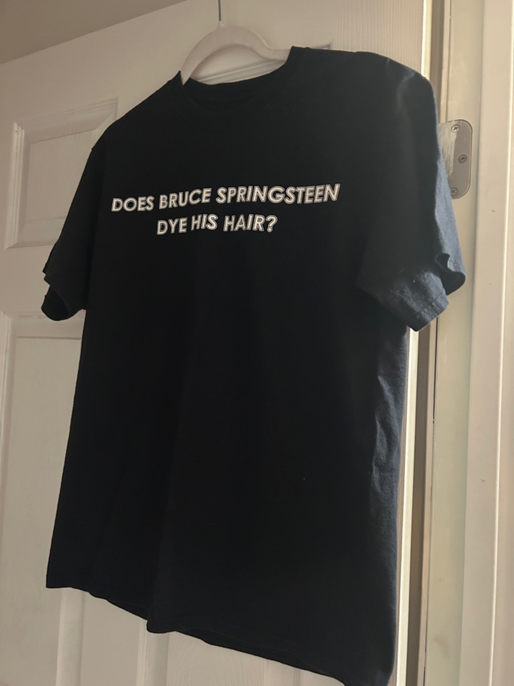 Port and Company Black Tee with White Question Text